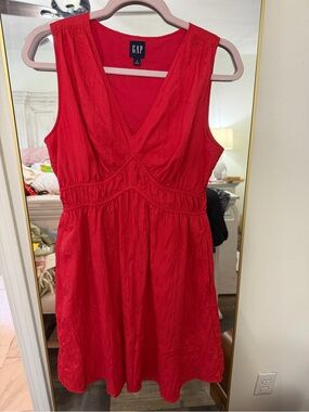 GAP Bold Red V-Neck Midi Dress